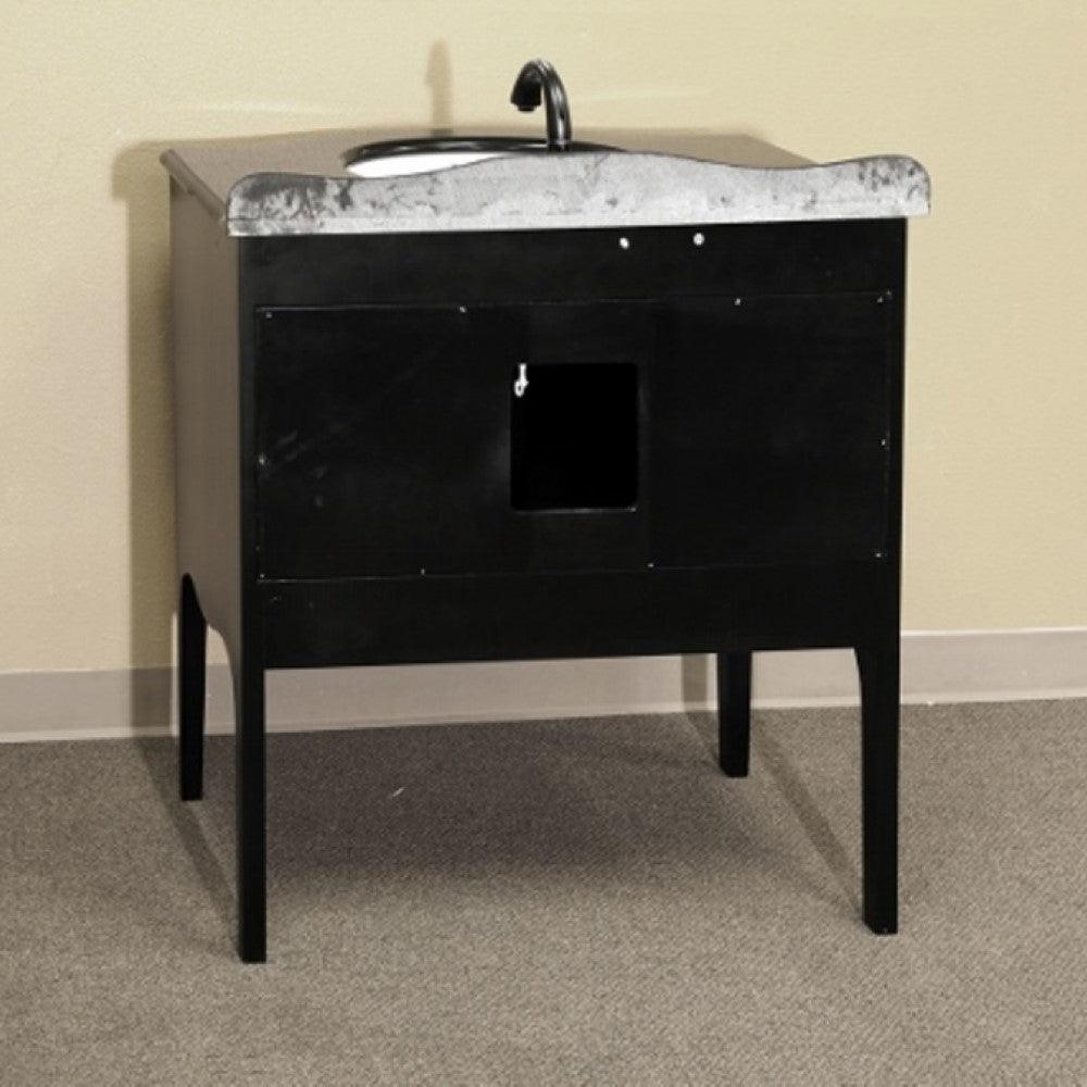 Bellaterra 203037-B 36.6 in Single Sink Vanity-Wood - Black / Black Granite, Backside