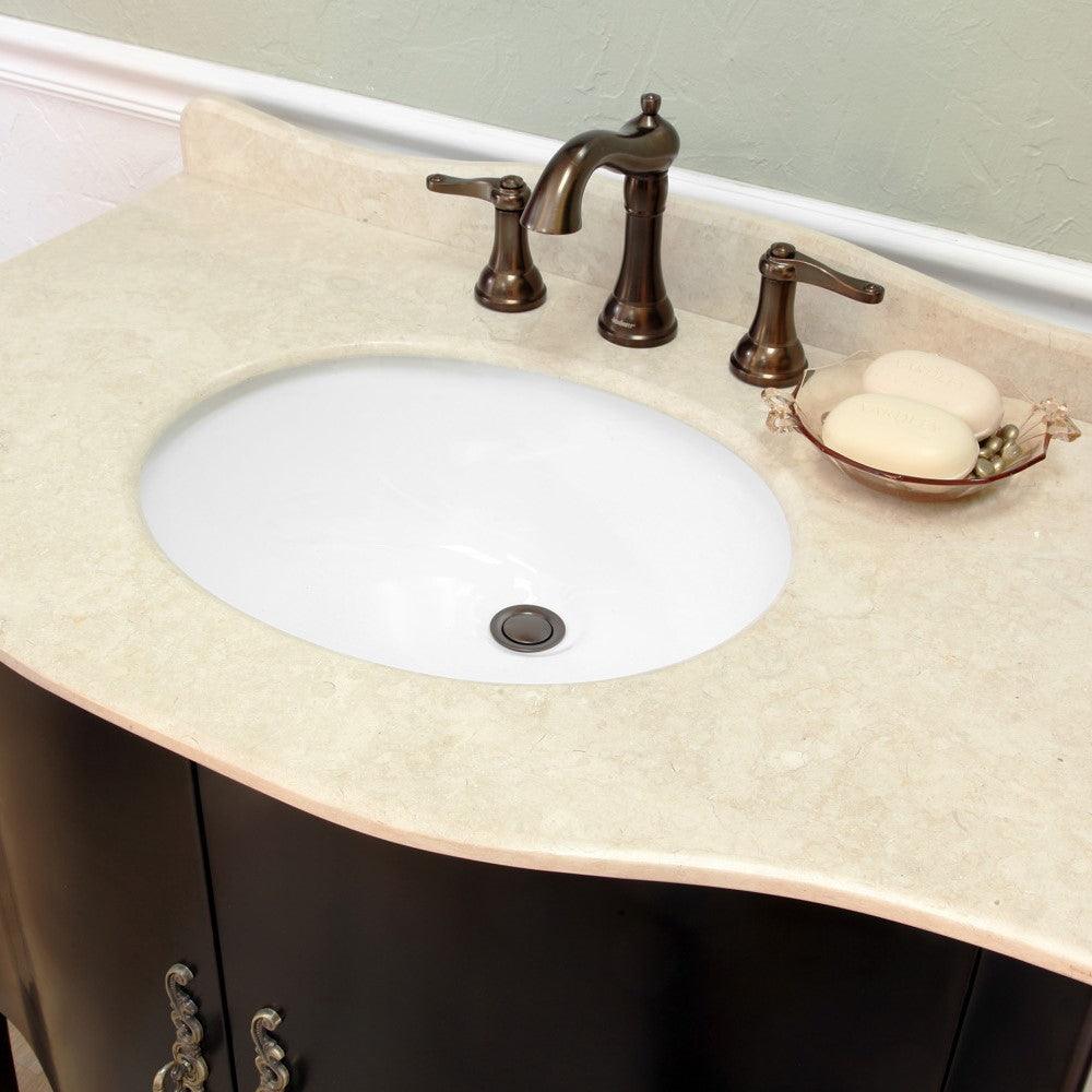 Bellaterra 203037-ES 36.6 in Single Sink Vanity-Wood - Espresso / Cream Marble, Top