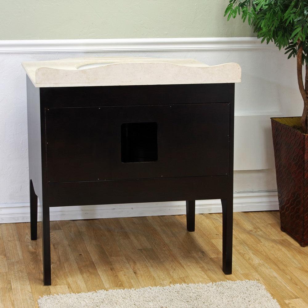 Bellaterra 203037-ES 36.6 in Single Sink Vanity-Wood - Espresso / Cream Marble, Backside