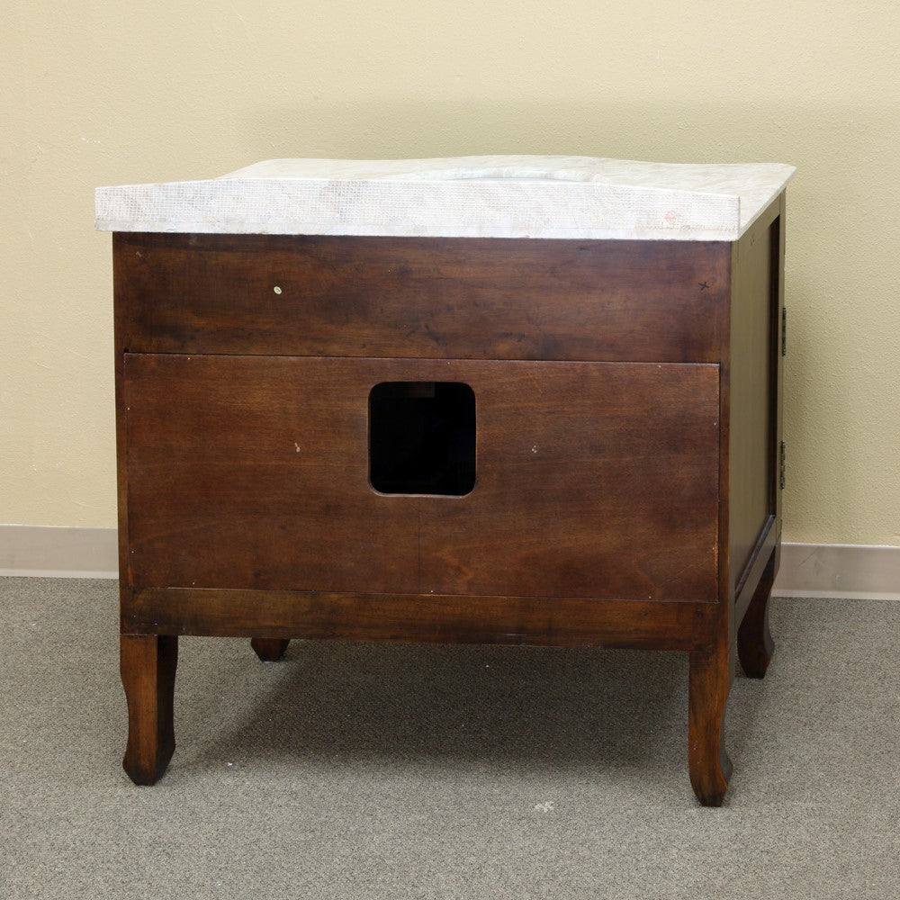 Bellaterra 38.2 in Single Sink Vanity-Wood-Walnut 203045, Backside