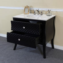 Load image into Gallery viewer, Bellaterra 35.4 in Single Sink Vanity-Wood-Black 203057B-WH White Marble, Open