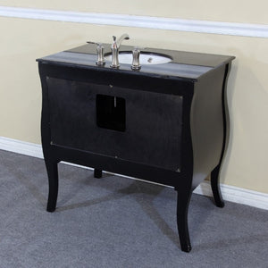 Bellaterra 35.4 in Single Sink Vanity-Wood-Black 203057B-WH, Backside