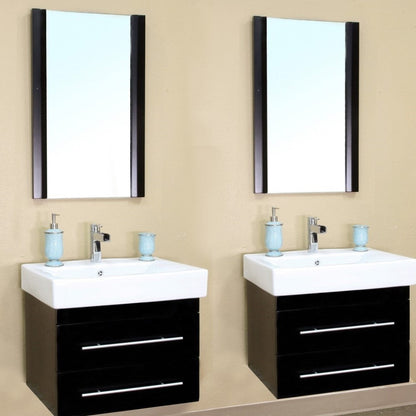 Bellaterra 48.5 in Double Wall Mount Style Sink Vanity-Wood-Black 203102-D, Front