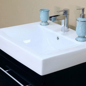Bellaterra 48.5 in Double Wall Mount Style Sink Vanity-Wood-Black 203102-D, Top Sink