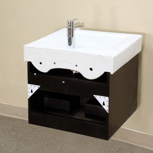 Bellaterra 48.5 in Double Wall Mount Style Sink Vanity-Wood-Black 203102-D, Backside