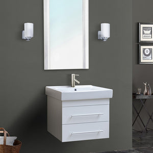 Bellaterra 24.25 in Single Wall Mount Style Sink Vanity-Wood 203102-S-DG-WH - White