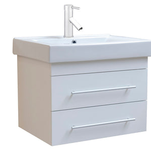 Bellaterra 24.25 in Single Wall Mount Style Sink Vanity-Wood 203102-S-DG-WH - White, Front
