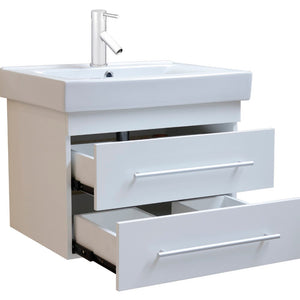 Bellaterra 24.25 in Single Wall Mount Style Sink Vanity-Wood 203102-S-DG-WH - White, Front