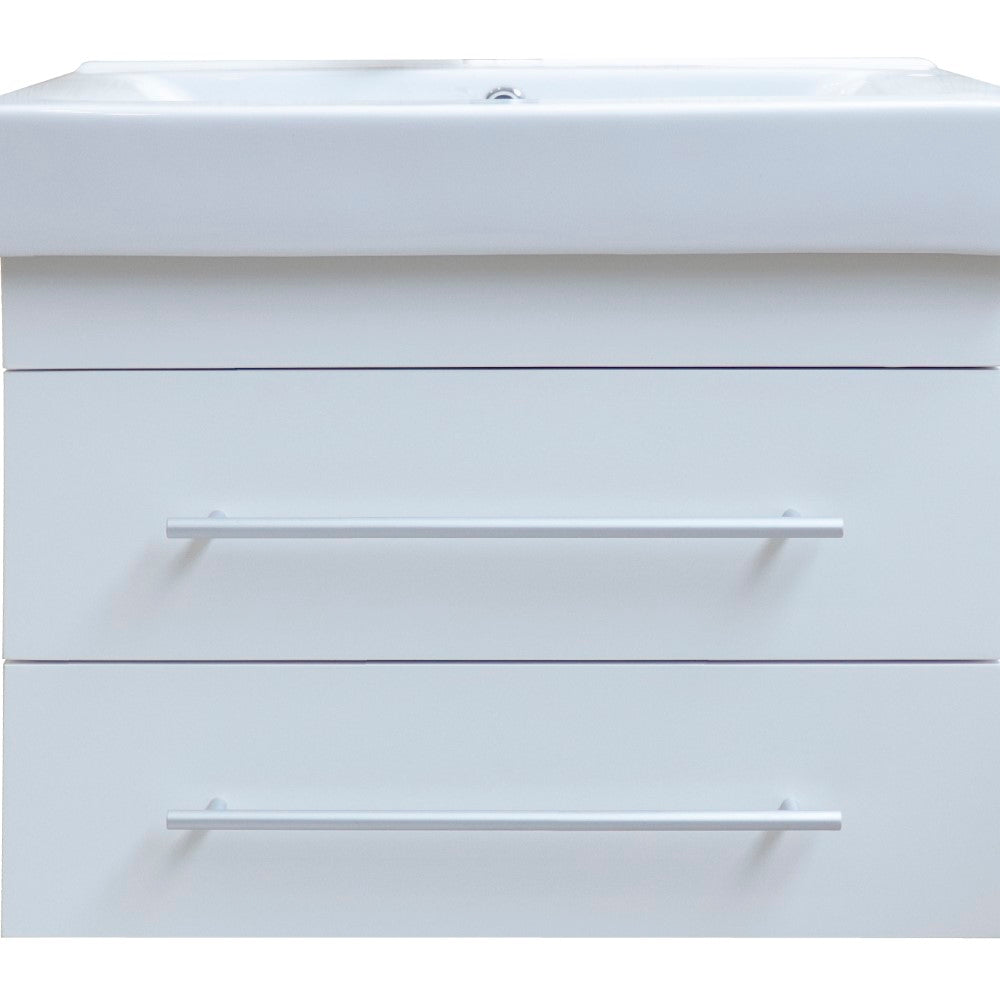 Bellaterra 24.25 in Single Wall Mount Style Sink Vanity-Wood 203102-S-DG-WH - White, Front