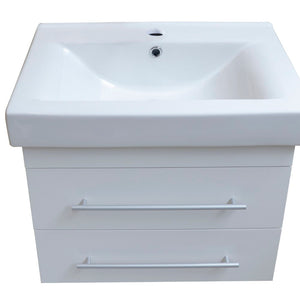 Bellaterra 24.25 in Single Wall Mount Style Sink Vanity-Wood 203102-S-DG-WH - White, Top