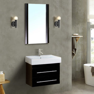 Bellaterra 24.25 in Single Wall Mount Style Sink Vanity-Wood 203102-S-DG-WH - Black, Front