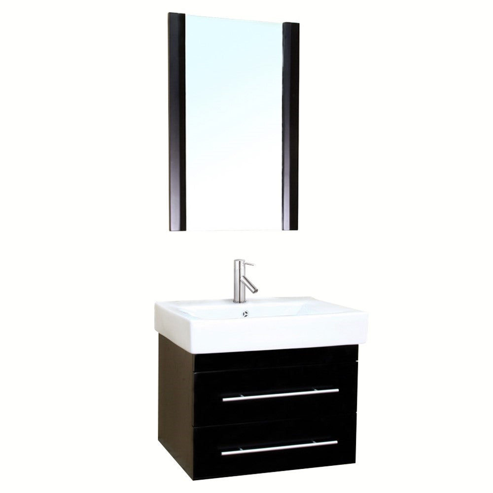 Bellaterra 24.25 in Single Wall Mount Style Sink Vanity-Wood 203102-S-DG-WH - Black, Front