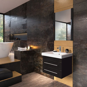 Bellaterra 24.25 in Single Wall Mount Style Sink Vanity-Wood 203102-S-DG-WH - Black, Sideview