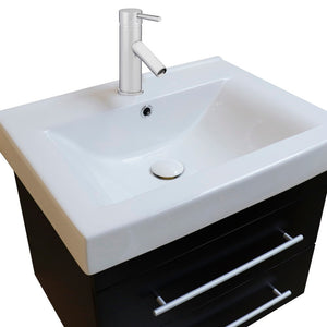 Bellaterra 24.25 in Single Wall Mount Style Sink Vanity-Wood 203102-S-DG-WH - Black, Topview