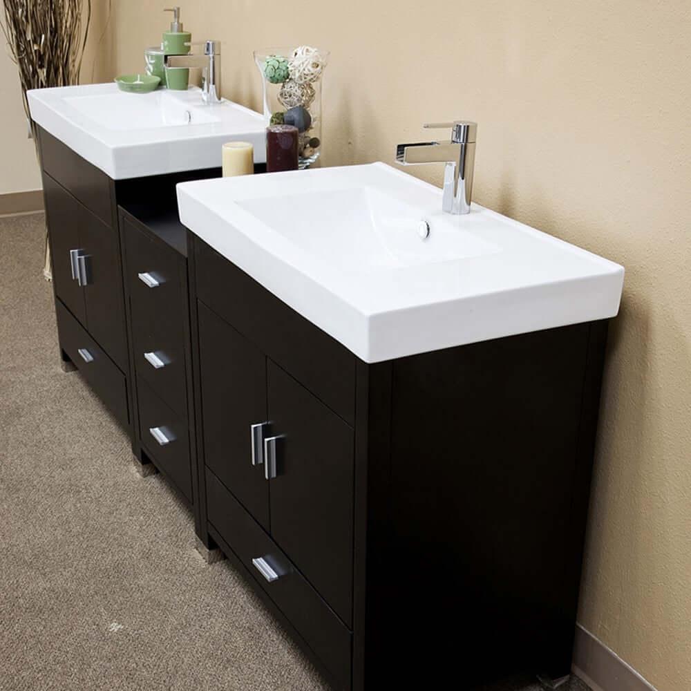 Bellaterra 80.7 in Double Sink Vanity-Wood-Black 203107-D, Front
