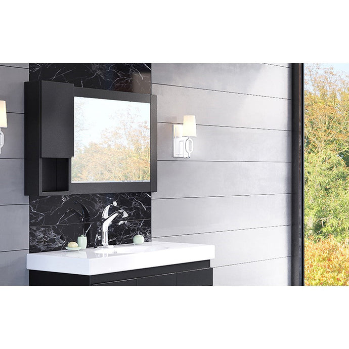 Bellaterra 40 in Mirror Cabinet - Black Wood Finish 203129-MC-BL, Sideview