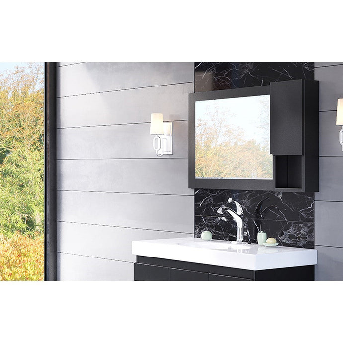 Bellaterra 40 in Mirror Cabinet - Black Wood Finish 203129-MC-BR, Sideview