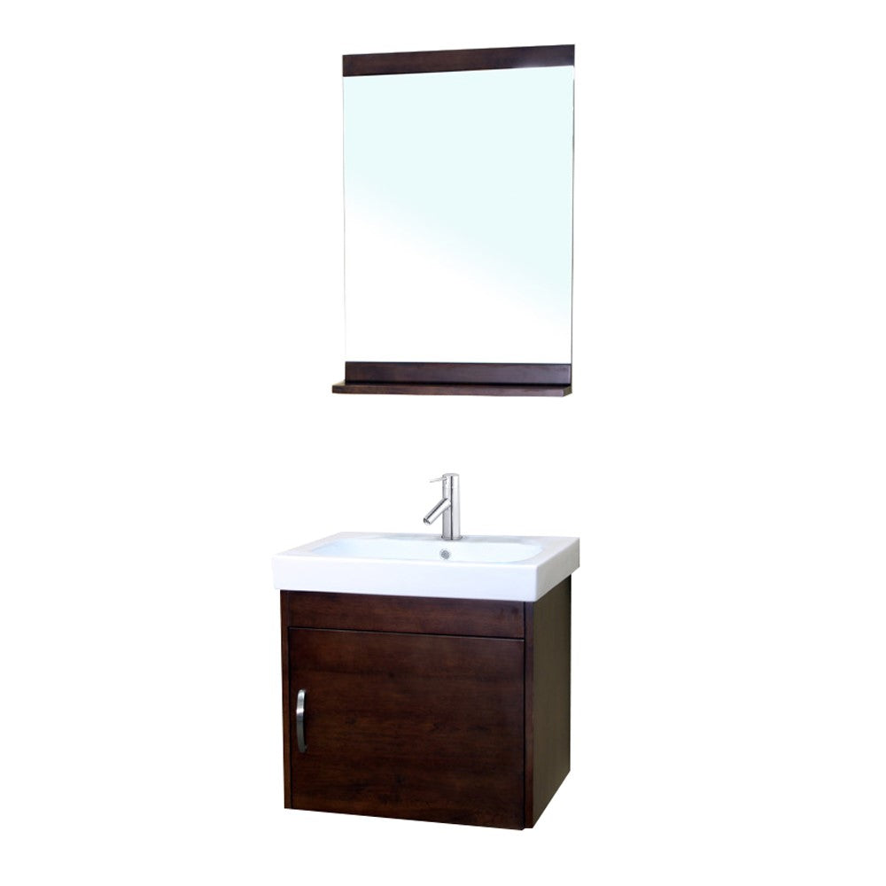 Bellaterra 48.8 in Double Wall Mount Style Sink Vanity-Wood- Walnut 203136-D, Front