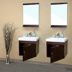 Bellaterra 48.8 in Double Wall Mount Style Sink Vanity-Wood- Walnut 203136-D, Open