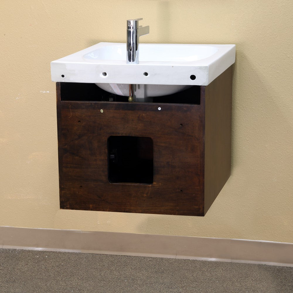 Bellaterra 48.8 in Double Wall Mount Style Sink Vanity-Wood- Walnut 203136-D, Backside