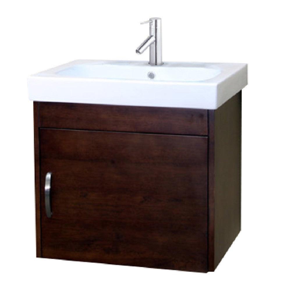 Bellaterra 24.4 in Single Wall Mount Style Sink Vanity-Wood- Walnut 203136-S - Front