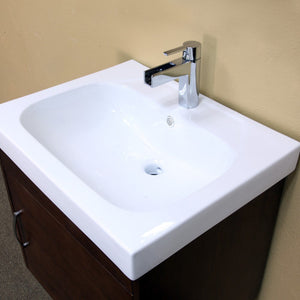 Bellaterra 24.4 in Single Wall Mount Style Sink Vanity-Wood- Walnut 203136-S, Top