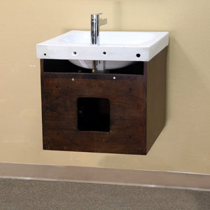 Bellaterra 24.4 in Single Wall Mount Style Sink Vanity-Wood- Walnut 203136-S, Backside