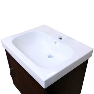 Bellaterra 24.4 in Single Wall Mount Style Sink Vanity-Wood- Walnut 203136-S, Top