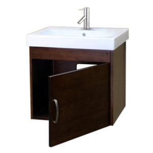 Bellaterra 24.4 in Single Wall Mount Style Sink Vanity-Wood- Walnut 203136-S, Front