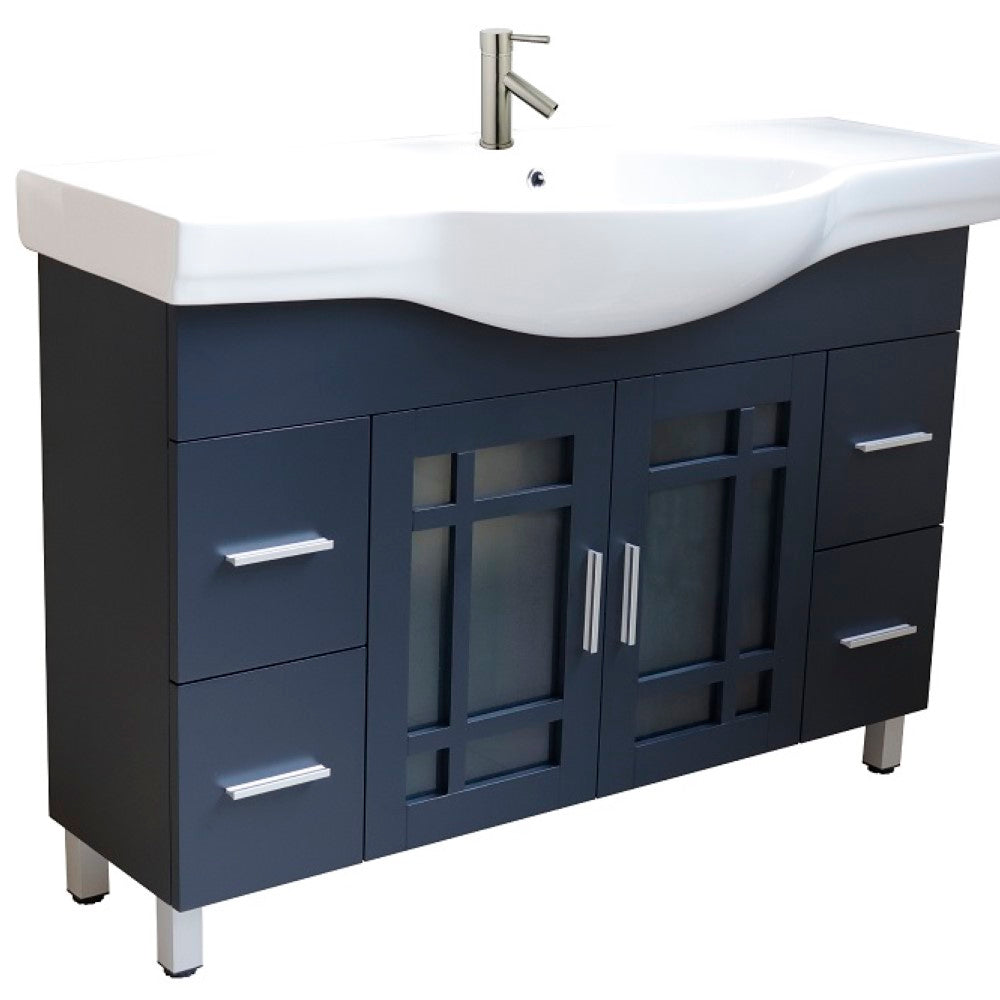 Bellaterra 48 in Single Sink Vanity-Wood 203138-DG-WH, Dark Gray, Front