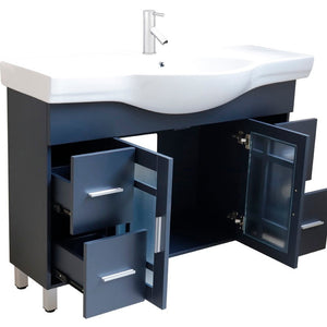 Bellaterra 48 in Single Sink Vanity-Wood 203138-DG-WH, Dark Gray, Open