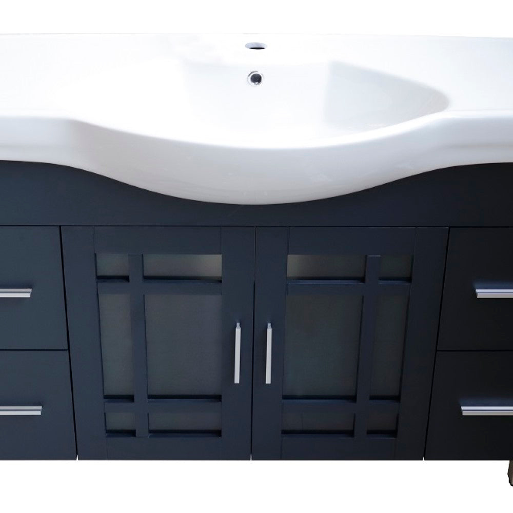 Bellaterra 48 in Single Sink Vanity-Wood 203138-DG-WH, Dark Gray, Front