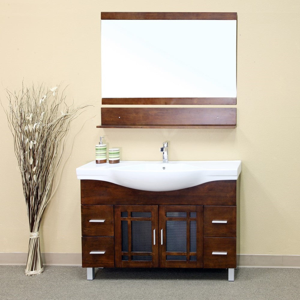 Bellaterra 48 in Single Sink Vanity-Wood-Walnut 203138, Front