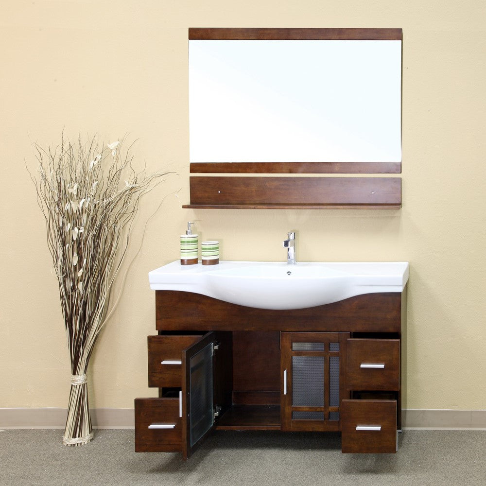 Bellaterra 48 in Single Sink Vanity-Wood-Walnut 203138, Open 