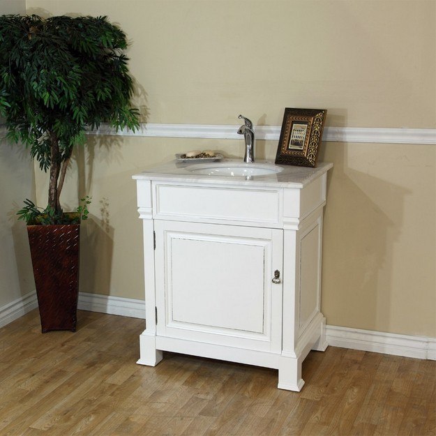 Bellaterra Freestanding 30” White Single Sink Wood Vanity 205030-WH