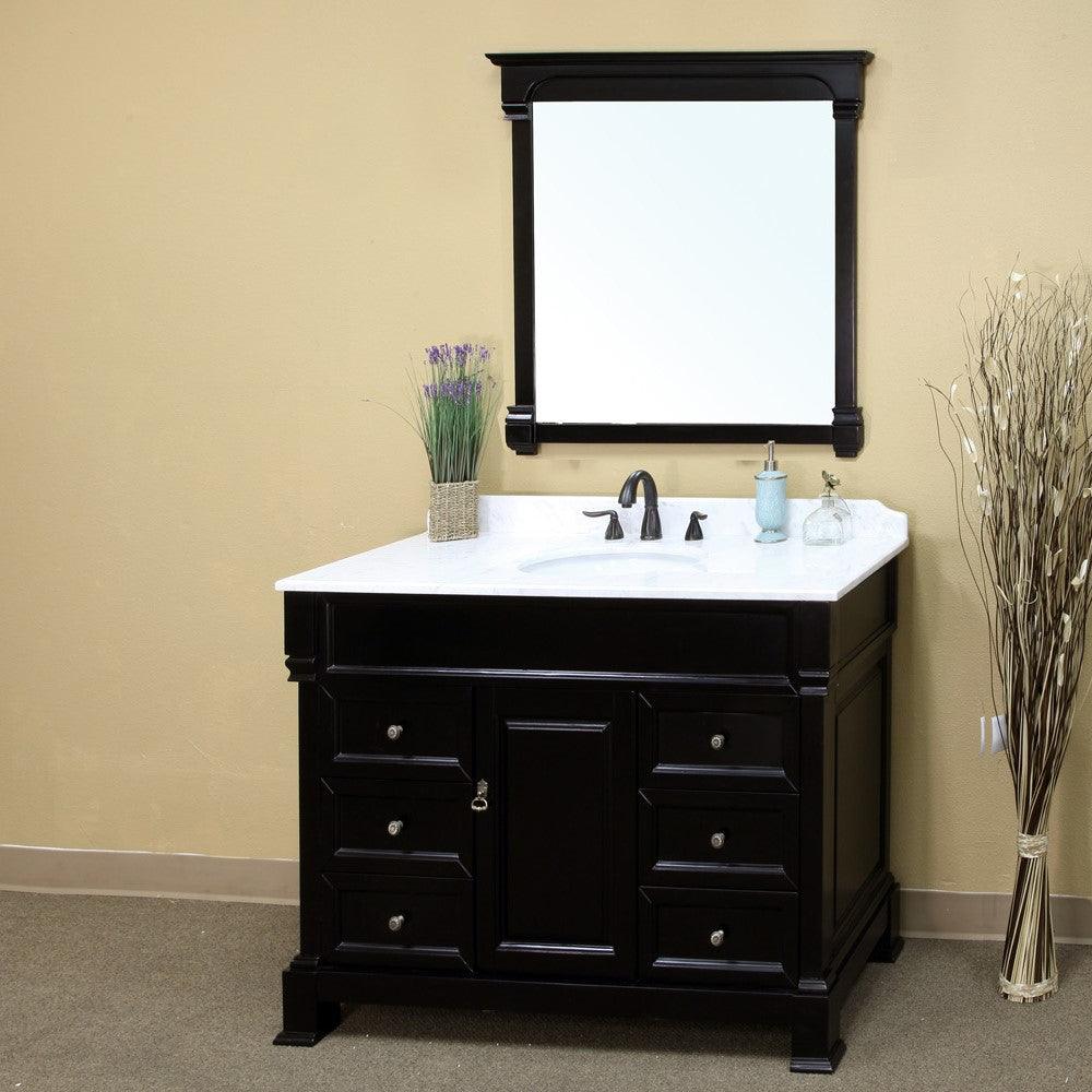 Bellaterra 50 in Single Sink Vanity-Wood 205050-ES, Espresso/White Marble