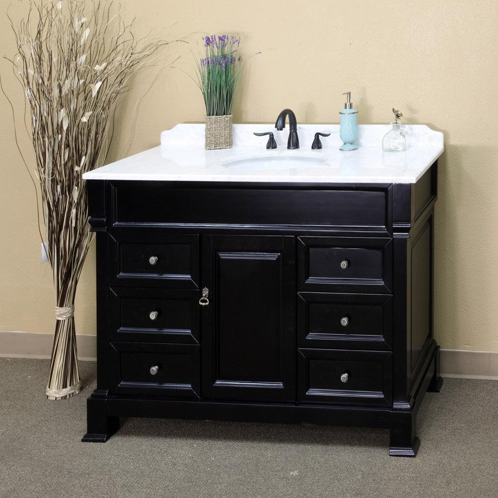 Bellaterra 50 in Single Sink Vanity-Wood 205050-ES, Espresso/White Marble