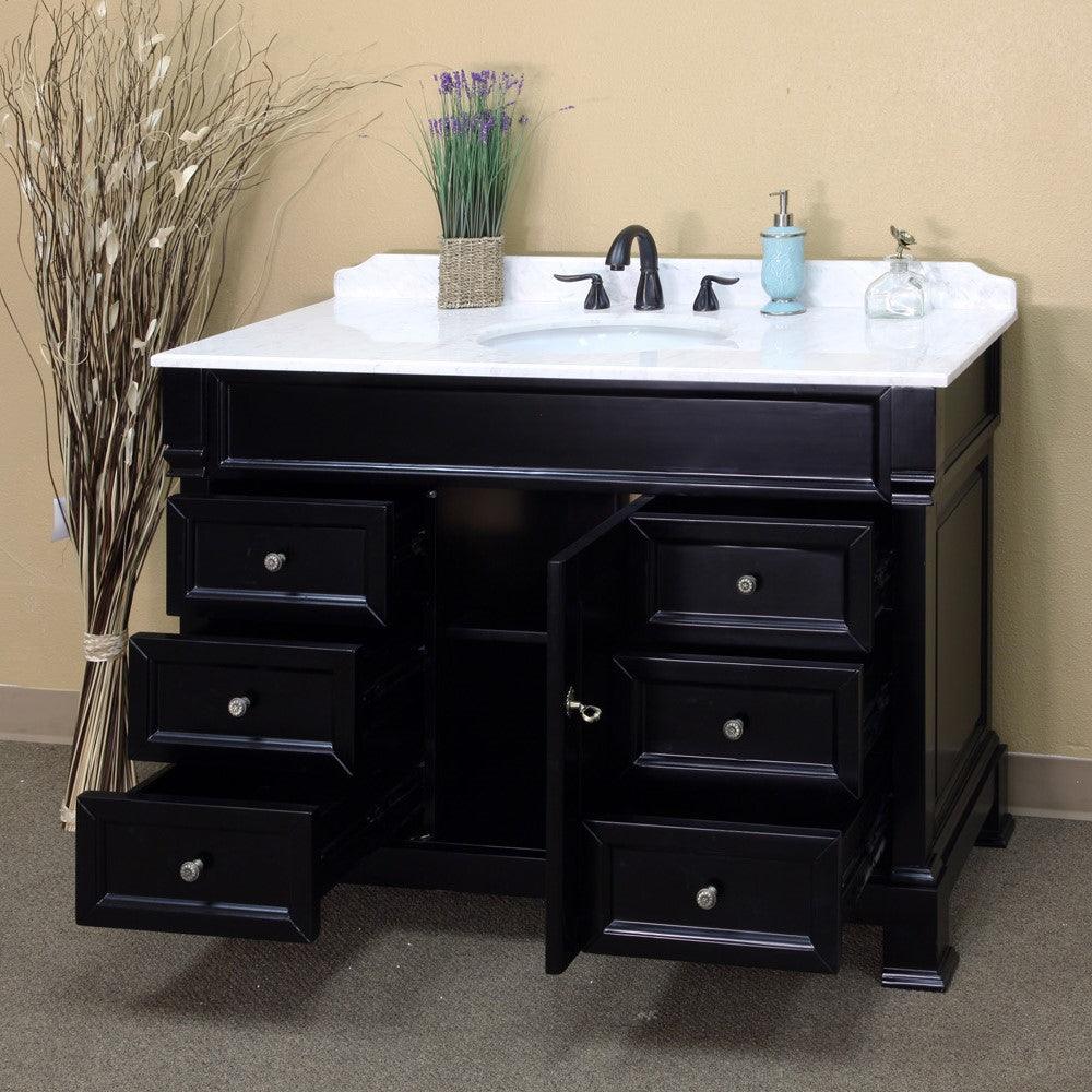 Bellaterra 50 in Single Sink Vanity-Wood 205050-ES, Espresso/White Marble, Front 