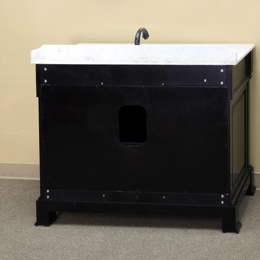Bellaterra 50 in Single Sink Vanity-Wood 205050-ES, Espresso/White Marble, Backside