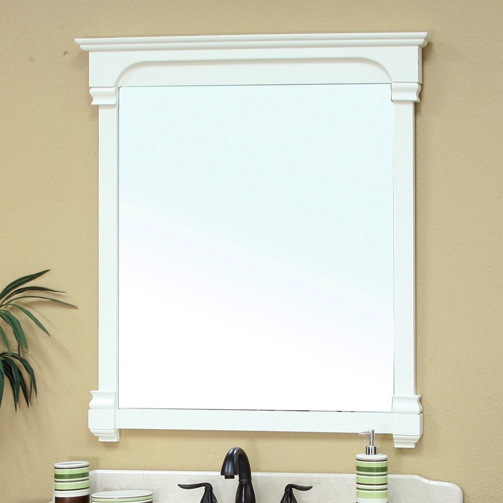 Bellaterra 42 in Solid Wood Frame Mirror-Cream White 205050-MIRROR-CR, Front