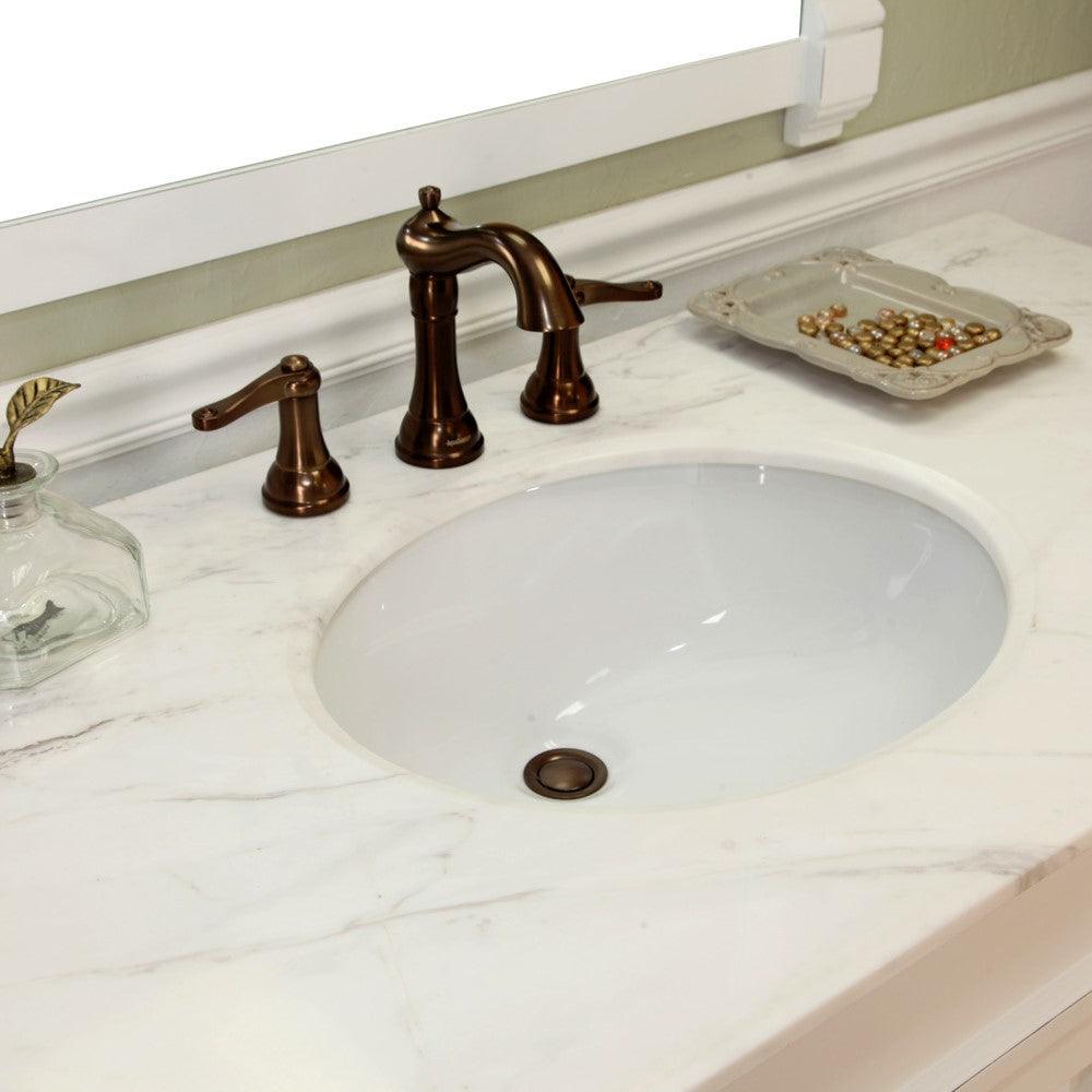 Bellaterra 50 in Single Sink Vanity-Wood 205050-WH, White (rub edge) / White Marble, Top View