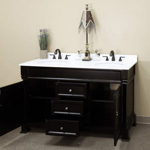 Bellaterra 60 in Double Sink Vanity-Wood 205060-D-CR-ES-WH, Espresso / White Marble, Font Open