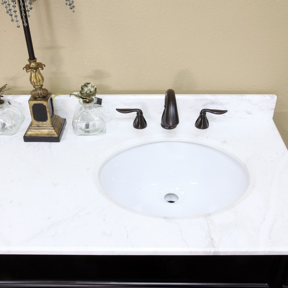 Bellaterra 60 in Double Sink Vanity-Wood 205060-D-CR-ES-WH, Espresso / White Marble, SInk