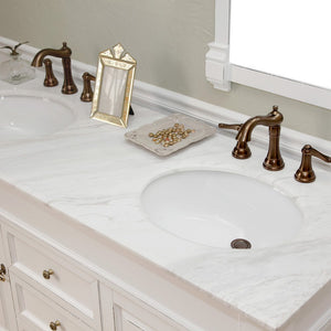 Bellaterra 60 in Double Sink Vanity-Wood 205060-D-CR-ES-WH, White (rub edge) / White Marble, Double Sink