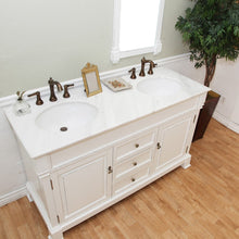 Load image into Gallery viewer, Bellaterra 60 in Double Sink Vanity-Wood 205060-D-CR-ES-WH, White (rub edge) / White Marble, Top View of the double sinks