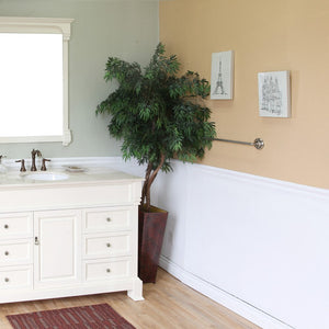 Bellaterra 60 in Single Sink Vanity-Wood 205060-S-CR-ES-WH, cream white (rub edge) / Cream Marble, Front
