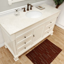 Load image into Gallery viewer, Bellaterra 60 in Single Sink Vanity-Wood 205060-S-CR-ES-WH, cream white (rub edge) / Cream Marble, Top View