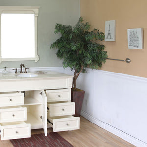 Bellaterra 60 in Single Sink Vanity-Wood 205060-S-CR-ES-WH, cream white (rub edge) / Cream Marble, Open