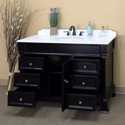 Bellaterra 60 in Single Sink Vanity-Wood 205060-S-CR-ES-WH, Espresso / White Marble, Open