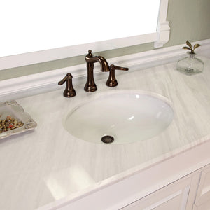 Bellaterra 60 in Single Sink Vanity-Wood 205060-S-CR-ES-WH, White (rub edge) / White Marble, Sink
